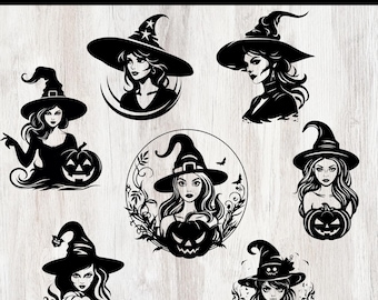 Witch svg Bundle, Witch Face svg, Halloween svg, Witch Clipart, Witch Moon svg, Witchcraft svg, Witch Silhouette, SVG Files For Cricut.