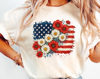 Floral American Flag png, American Flag png, 4th of July png, Floral Flag png, Coquette 4th of July png, Retro 4th of July png.