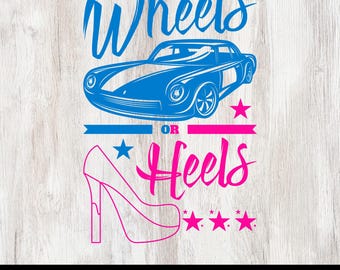 Wheels or Heels Gender Reveal SVG, Baby Announcement (Digital Download)