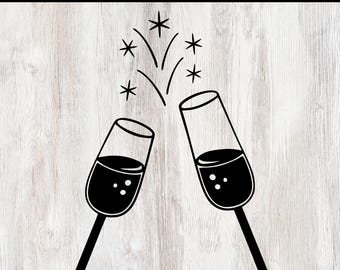 Wine Glasses svg, Clinkng Wine Glasses svg, Champagne Glasses svg, Wine Glass Clipart, Cheers, Wine Glasses svg files for Cricut.