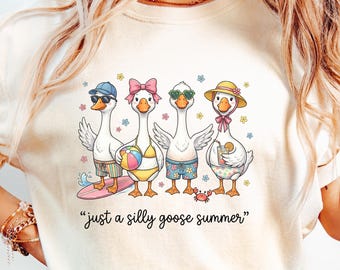 Silly Goose Summer PNG, Retro Beach Vibes Shirt Design (Digital Download)