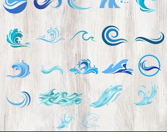 Ocean Wave SVG Bundle, Water Icons, Sea Splash Graphics (Digital Download)