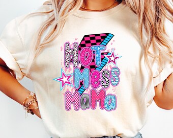 Hot Mess Mama png, Funny mama png, Mom Life png, Preppy Mama png, Checkered Mama png, Trendy png, Mother’s Day png.