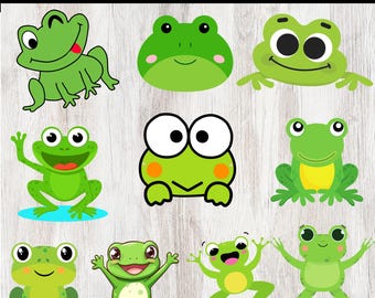 Green Frog svg Bundle, Frog svg, Frog Clipart, Cute Frog svg, Swimming Frog, Frog png.