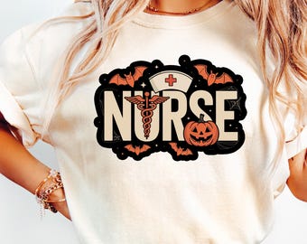 Nurse Halloween png, Fall Nurse png, Halloween Nurse png, Spooky png, Nurse Life, Trendy Nurse png, Trending Halloween Shirt Design.