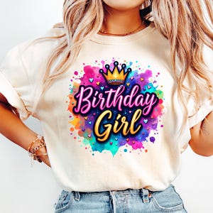 Aniversariante png Design de sublimação, Aniversariante, Coroa Aniversariante png, Colorido png, Camisa de aniversário de meninas png, Design de sublimação.
