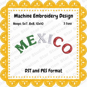 Mexico Embroidery Design, Mexico Embroidery, Mexican Embroidery File, 3 Sizes, Instant Download