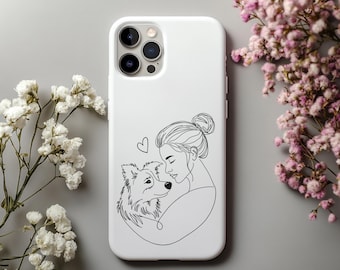 Border Collie Line Art-telefonskal, hundmamma-present