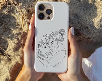 German Shepherd Line Art Phone Case, Dog Mom Gift