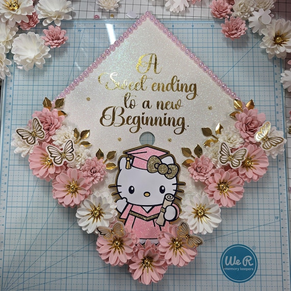 Ready to Ship Graduation Cap Topper, Pink Floral Class of  display picture 2