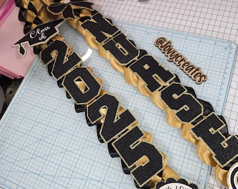 Collar de graduación de enfermería negro y dorado de la generación de 2026, RN, LVN