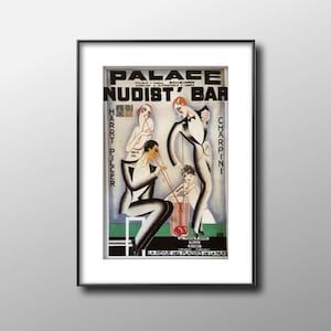 1977 Palace Nudist Bar Poster Print, Art Deco Poster