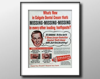 1955 Colgate Toothpaste Ad, Original Magazine Advertisement