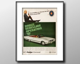1967 Dodge Coronet Print Ad, Original Magazine Advertisement