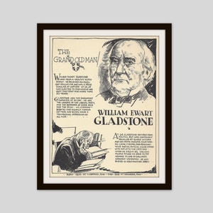 William Gladstone, Illustration, Politics, Classroom Decor, Teacher Gift, History Print, Political Art, Prime Minister, British History