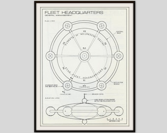 Vintage Star Trek Print: Starfleet Headquarters Diagram