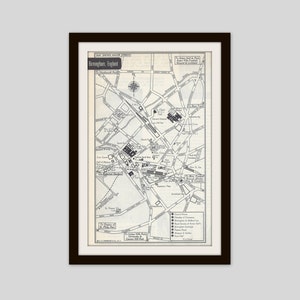 1950s Birmingham England Map: Vintage City Street Grid