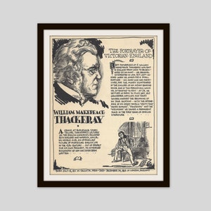 William Makepeace Thackeray, Vintage Art Print, Classroom Art, English Teacher Gift, Classic Literature, Literary Art, Book Lover, Satire