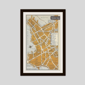 Montevideo Uruguay Map, City Map, Street Map, 1950s, 2 Sided, Montreal Canada Map, Black and White, Brown