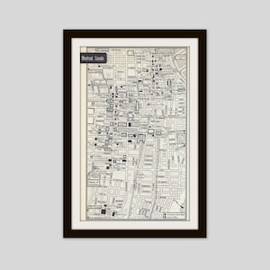 Montreal Canada Map, City Map, Street Map, 1950s, 2 Sided, Montevideo Uruguay Map, Black and White, Brown