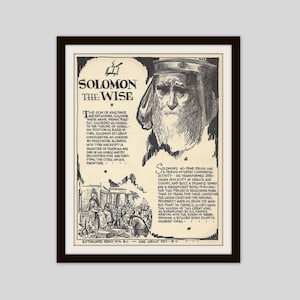 Solomon King of Israel Vintage Illustration Religious Biblical Print Christian Jewish Art Homeschool Bible Study Decor Hebrew Judaica Art