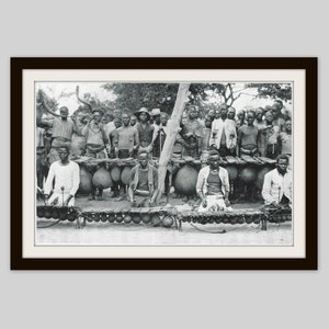 1912 African Marimba Print, Gourd Resonated Xylophone, Percussion Musical Instrument, Mozambique Print, Original Black and White Photo Print
