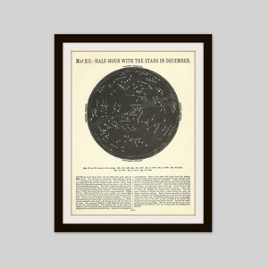 1905 Antique Constellations Print: December Stars, Astronomy Illustration