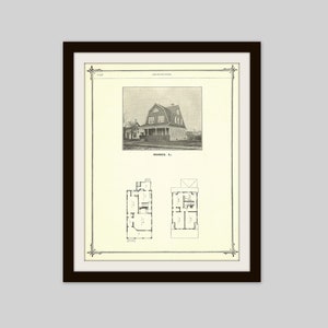 Architecture Print, Dutch Colonial, Gambrel Roof, Original 1905 Print, Antique Print, Architectural House Plan, Office Decor, Art to Frame