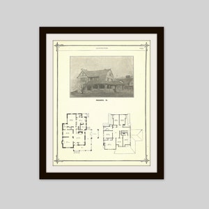 Architecture Print, Tudor Style Home Plan, Original 1905 Print, Antique Print, Early 1900s Architecture, Office Decor, Art to Frame