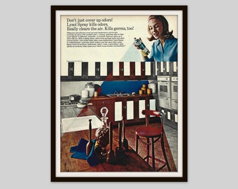 1967 Lysol Print Ad: Retro Kitchen Decor, Original Magazine Advertisement