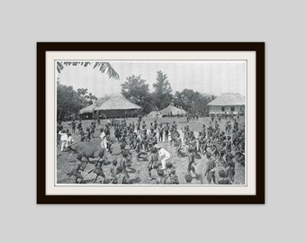 1912 Ifugao People Print: Traditional Carabao Feast, Philippines