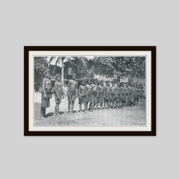 1912 Bontoc Igorot Girls Print, Indigenous People, Cordillera Mountain Range, Luzon, Philippines, Original Black and White Photo Print