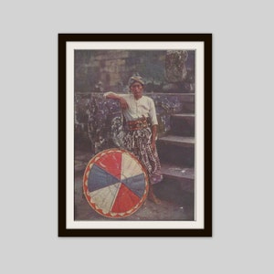 1929 Javanese Man Print: Borobudur Temple, Java, Indonesia
