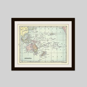 Oceania Map, Australia Map, Pacific Ocean, Original 1905 Map, Antique Map, Map Decor, Map to Frame
