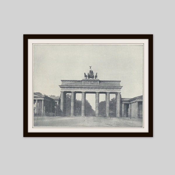 1892 Brandenburg Gate Print, Berlin Germany, Original Black and White Photo Print