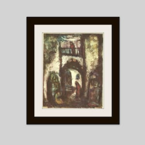 Old Safad, J. Frenkel, Jewish Artist, c. 1948, Jewish Art, Modern Art, Mid Century Art, Architecture, Tipped In Color Plate, Israeli Artist