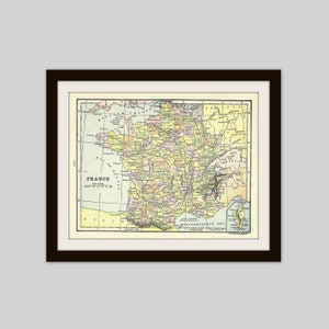 France Map, Original 1905 Map, Antique Map, Map Decor, Map to Frame