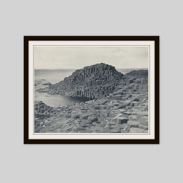 1892 Giant's Causeway Print, Ireland Scenery Print, Irish Landscape Print, Original Black and White Photo Print, Antique Photogravure