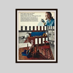 1967 Lysol Print Ad, Vintage Cleaning Products Ad, Retro Kitchen Wall Art, 1960s Advertisement, Kitschy Wall Decor, Original Magazine Ad