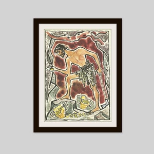 Timon of Athens, Vintage Shakespeare Tragedy Print, Mid-Century Wall Art, c. 1967 Illustration, Color Book Plate, Colorful Illustration