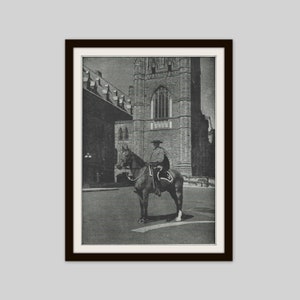 1945 Canadian Mountie Print, Royal Canadian Mounted Police, RCMP Print, Parliament Hill, Ottawa Canada, Original Black and White Photo Print