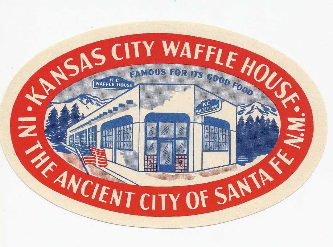 Vintage Travel Decal Kansas City Waffle House Santa Fe New Etsy