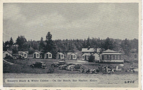 Vintage Maine Postcard Emery S Black White Cabins Bar Etsy