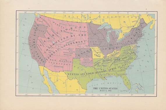 24x36 Vintage Civil War Map of the Confederate States 1861