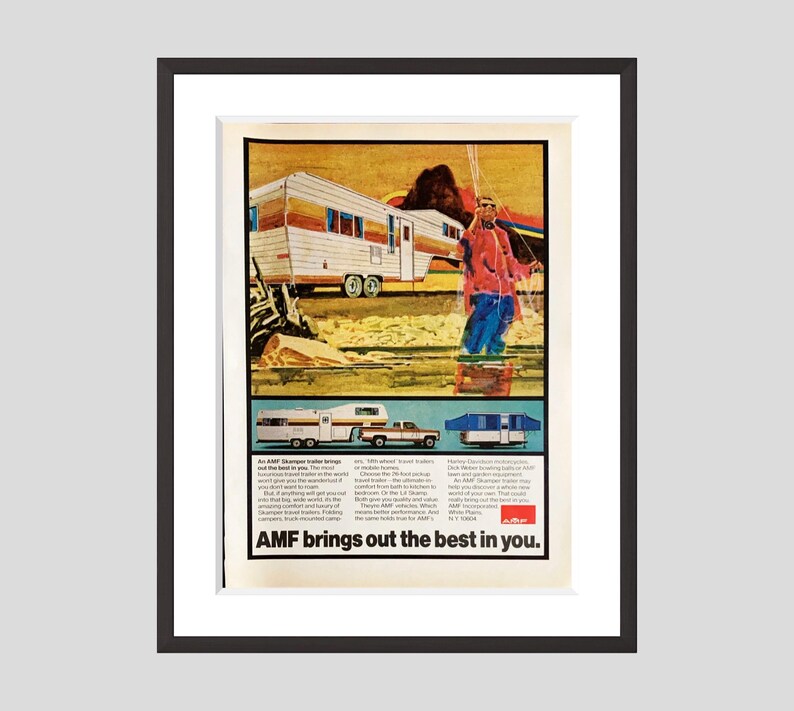 1973 AMF Skamper Trailer Vintage Ad, Original Retro Pop up Camper Wall ...