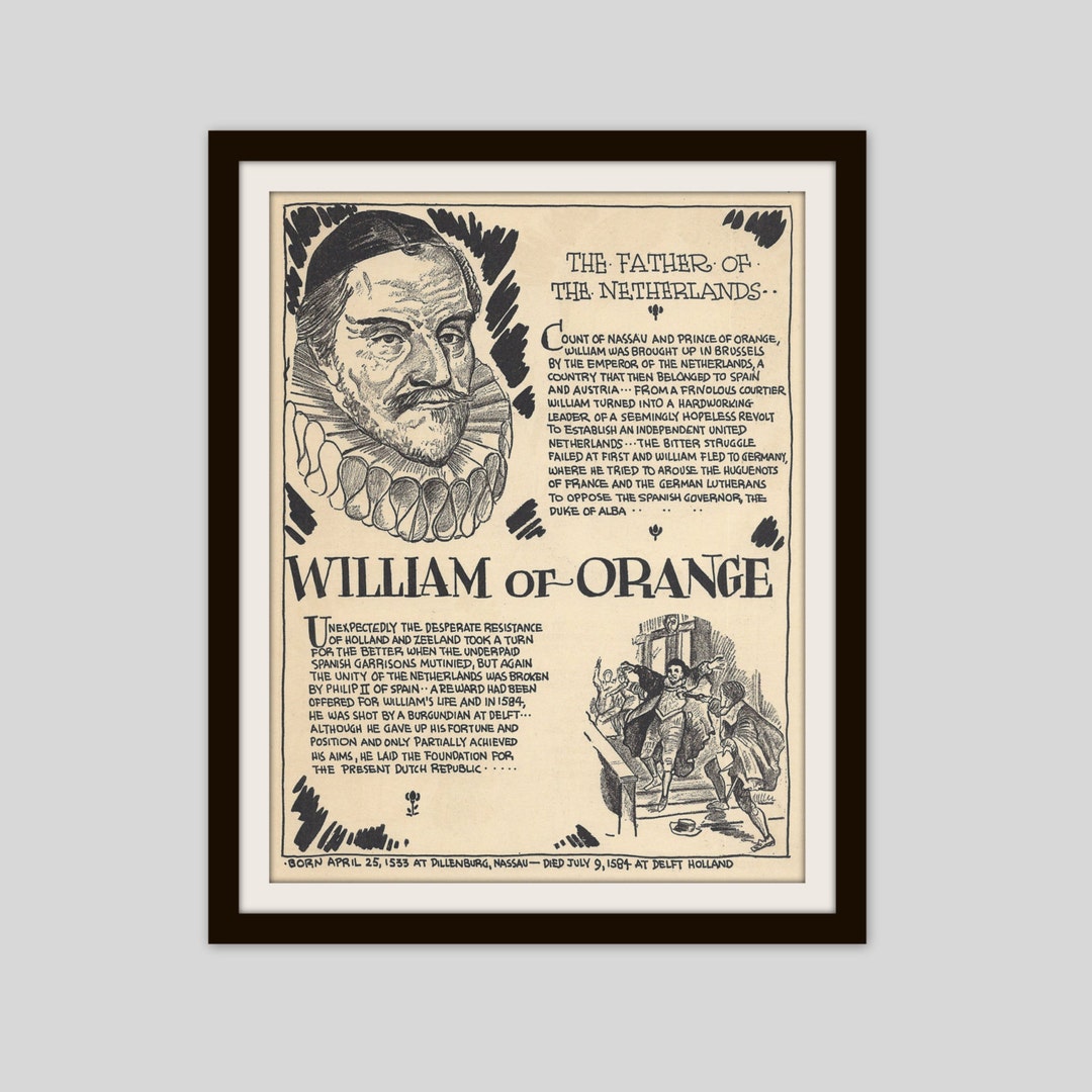 William of Orange, Vintage Art Print, Classroom Art, History Teacher