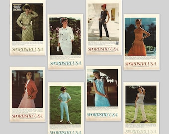 1966 Fashion Print Ads: Retro Glamour Magazine Ephemera Set