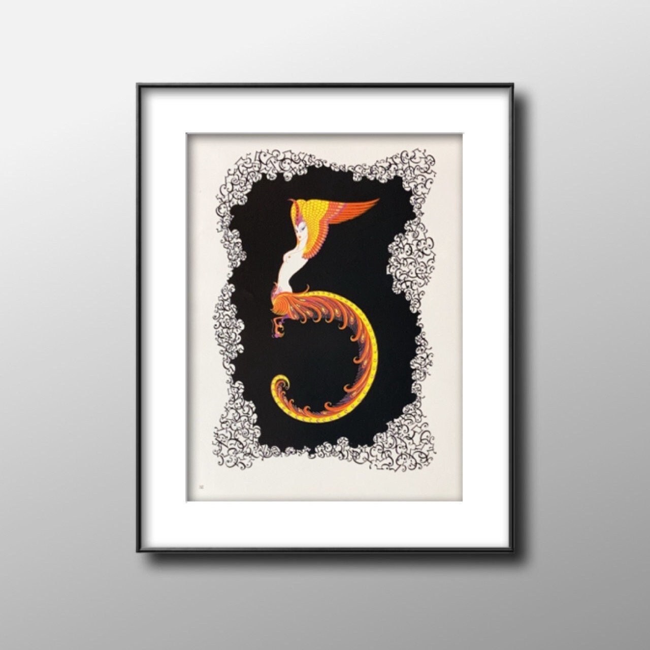 1978 Erte Art Deco Print: Numerals 