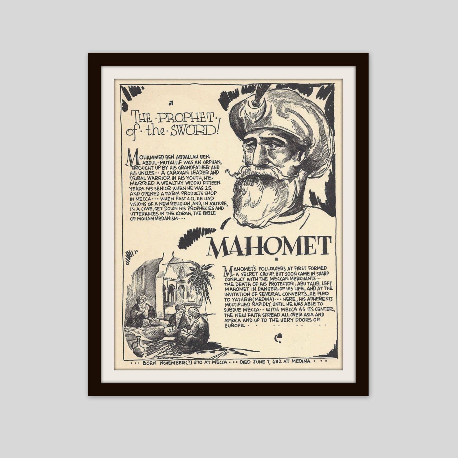 Mahomet Mohammed Vintage Art Print Religious Art Islam Etsy