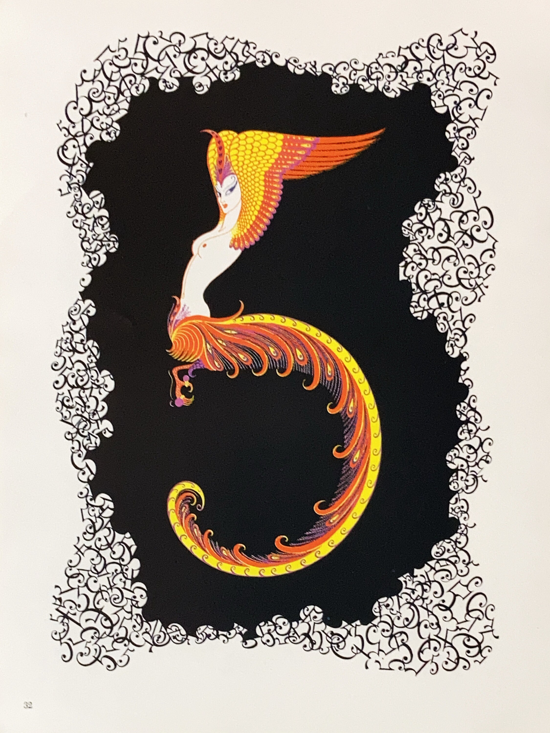 1978 Erte Art Deco Print: Numerals 